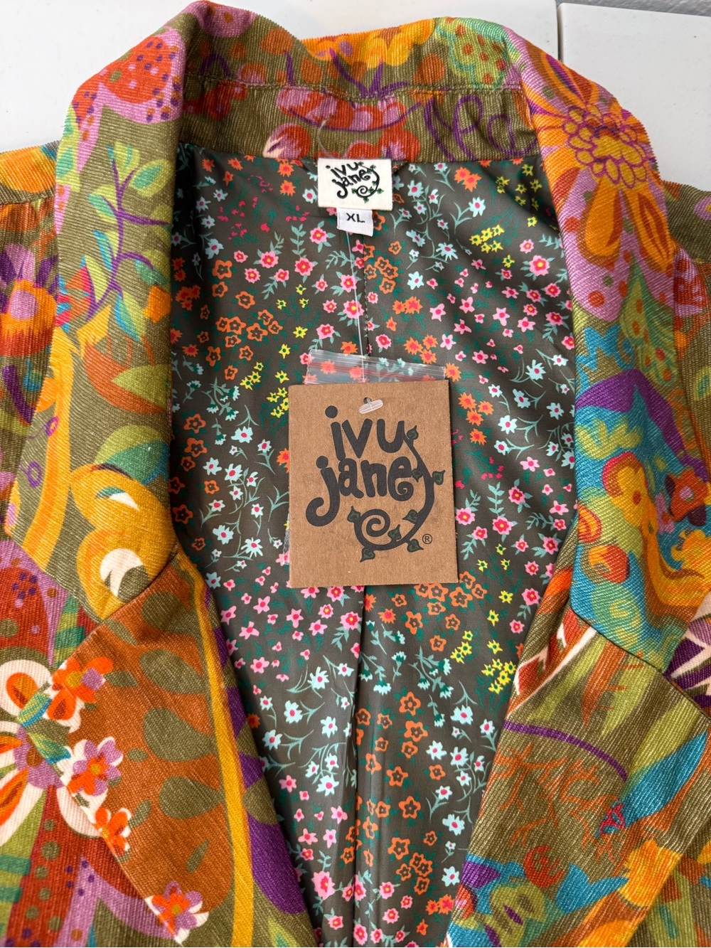Ivy Jane Floral Patchwork Blazer Jacket XL Boho Retro Art to Wear - Picture 12 of 12